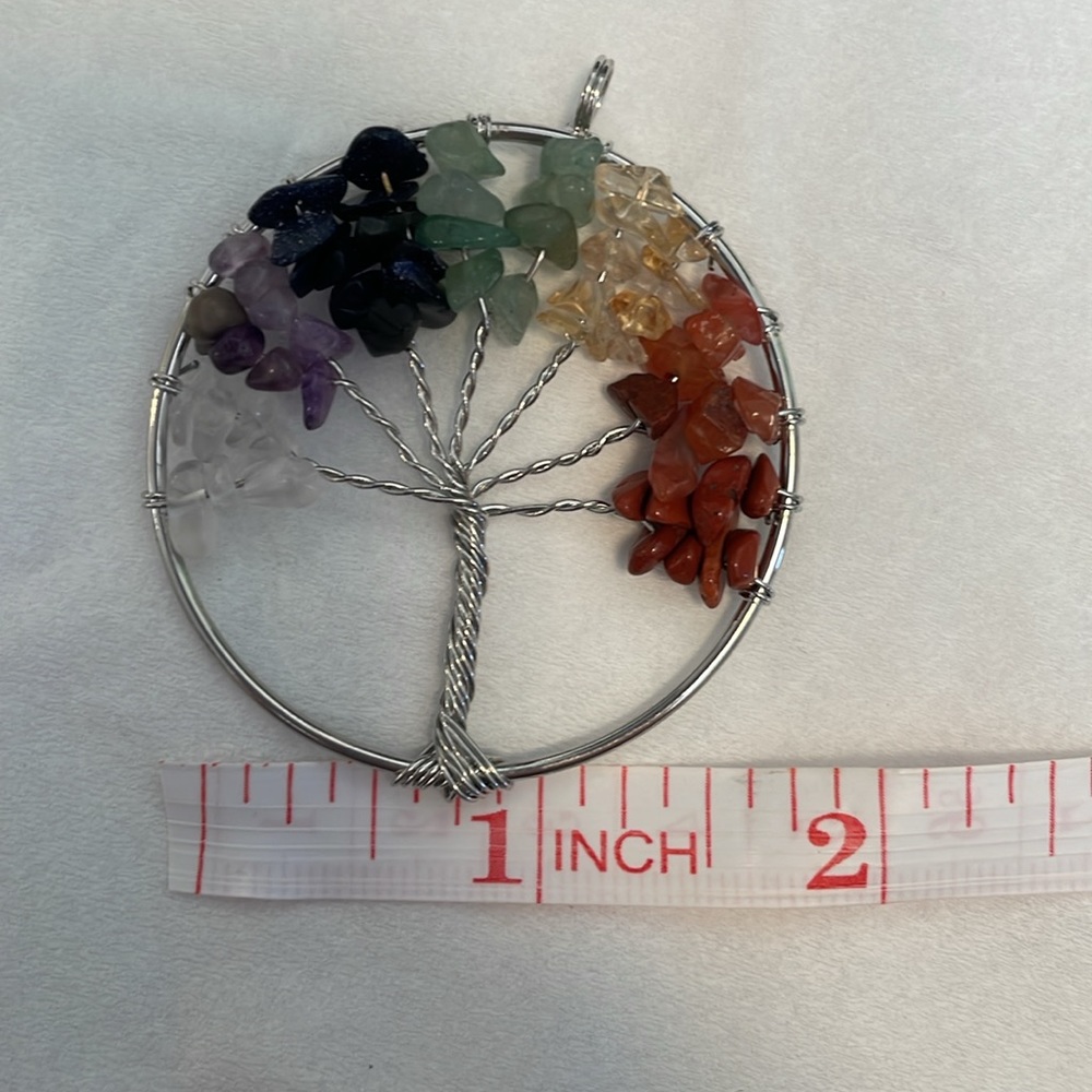 Tree of Life Silver wrapped Chakra Pendant - Picture 2 of 6